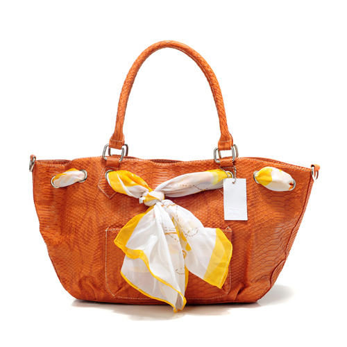 Coach Embossed Scarf Medium Orange Totes DFK - Click Image to Close